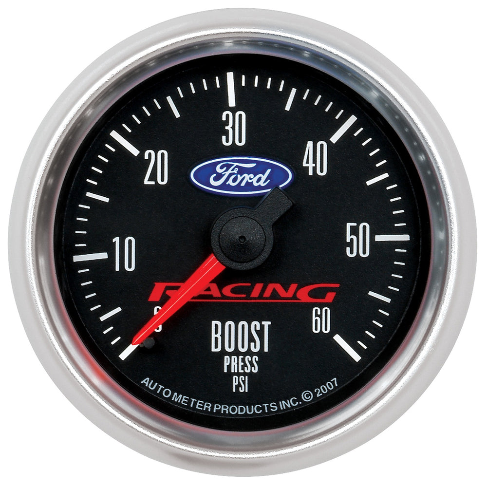 GAUGE, BOOST, 2 1/16in, 60PSI, MECHANICAL, FORD RACING