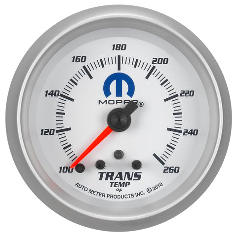 GAUGE, TRANS TEMP, 2 5/8in, 260?F, STEPPER MOTOR W/ PEAK & WARN, WHITE, MOPAR