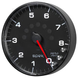 GAUGE, TACHOMETER, 5in, 8K RPM, W/SHIFT LIGHT & PEAK MEM, BLACK/BLACK, SPEK-PRO