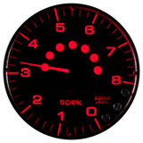 GAUGE, TACHOMETER, 5in, 8K RPM, W/SHIFT LIGHT & PEAK MEM, BLACK/BLACK, SPEK-PRO