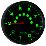 GAUGE, TACHOMETER, 5in, 8K RPM, W/SHIFT LIGHT & PEAK MEM, BLACK/BLACK, SPEK-PRO