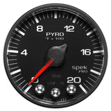 GAUGE, PYRO. (EGT), 2 1/16in, 2000?F, STEPPER MOTOR W/PEAK & WARN, BLK/BLK, SPEK