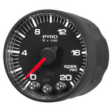 GAUGE, PYRO. (EGT), 2 1/16in, 2000?F, STEPPER MOTOR W/PEAK & WARN, BLK/BLK, SPEK