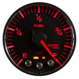 GAUGE, FUEL LEVEL, 2 1/16in, 0-270O PROGRAMMABLE, BLK/BLK, SPEK-PRO