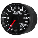 Gauge, Fuel Press, 2 1/16in, 30PSI, Stepper Motor w/Peak & Warn, Blk/Blk, Spek