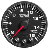 GAUGE, NITROUS PRESS, 2 1/16in, 1600PSI, STEPPER MOTOR W/PK & WRN, BLK/BLK, SPEK