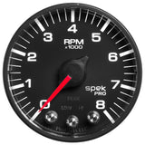 GAUGE, TACH, 2 1/16in, 8K RPM, W/ SHIFT LIGHT & PEAK MEM, BLK/BLK, SPEK-PRO