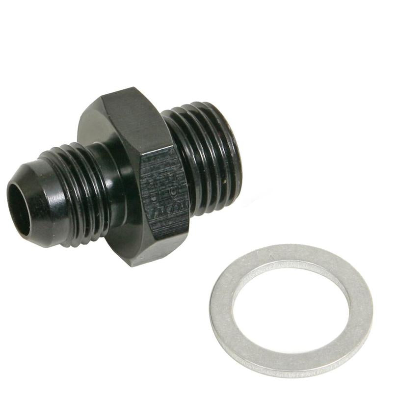 16mm to -6AN Adapter w/ Aluminum Crush Washer - Black