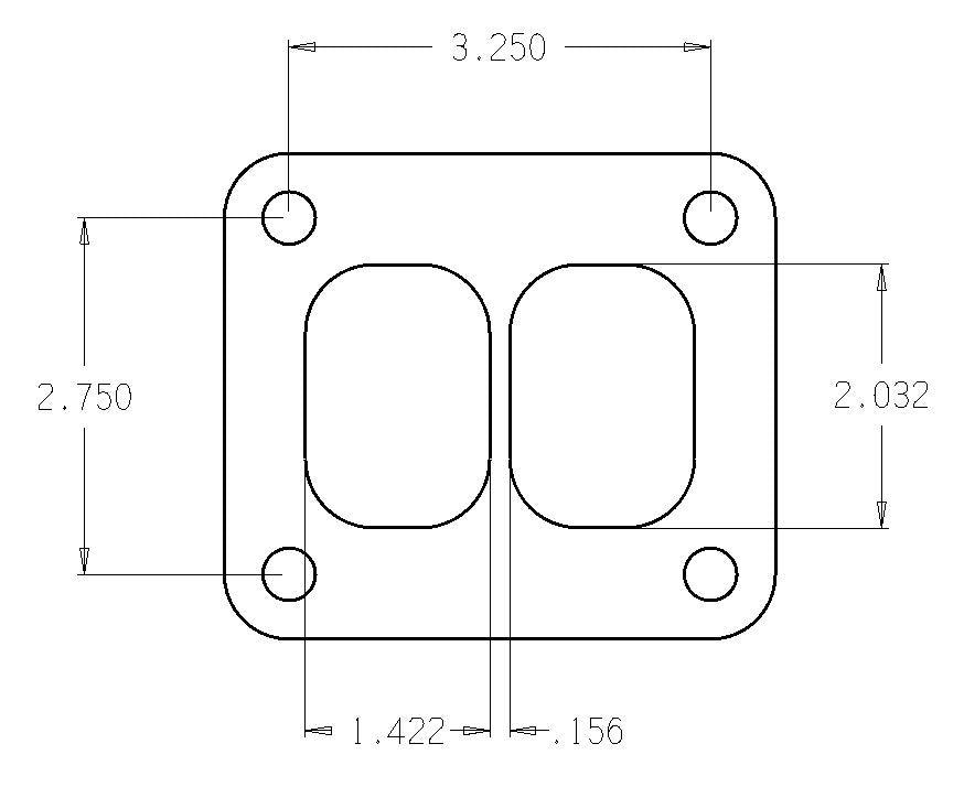 Garrett T4 Divided .010in Rubber Coated Stainless Turbo Inlet Flange Gasket