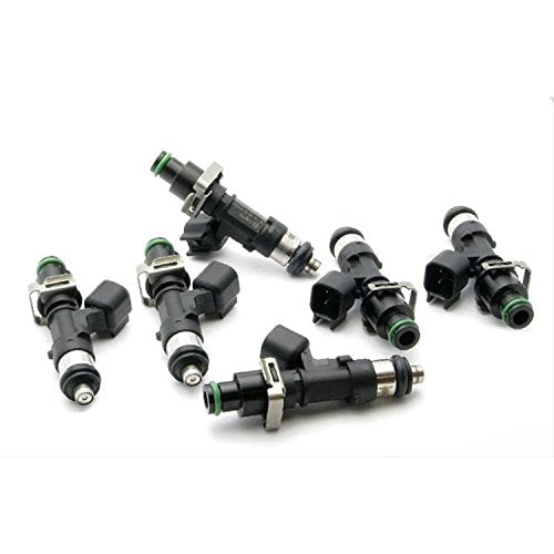 Set of 6 high impedance 1000cc injectors for Toyota Supra TT 93-98. For top feed conversion, 11mm O-