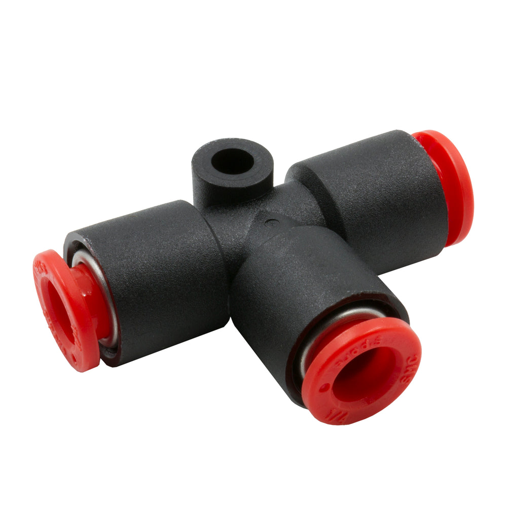 DEDENBEAR AIR LINE TEE, 3-WAY 1/4" OD QUICK DISCONNECT