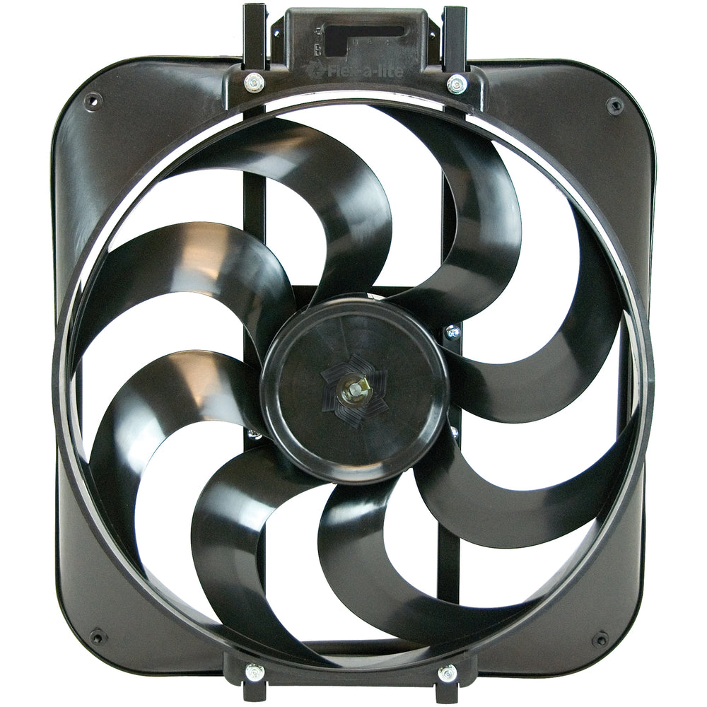 Flex-A-Lite Fan Electric 15" Black Magic S-blade single shrouded puller w/o controls, universal