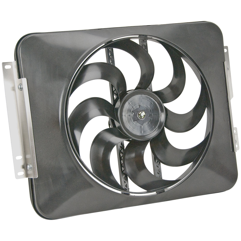 Flex-A-Lite Fan Electric 15" single shrouded  puller S-Blade  w/ controls, '87-'06 Jeep Wrangler 4 & 6 cyl