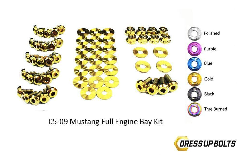Ford Mustang (2005-2009) Titanium Dress Up Bolts Full Engine Bay Kit - DressUpBolts.com