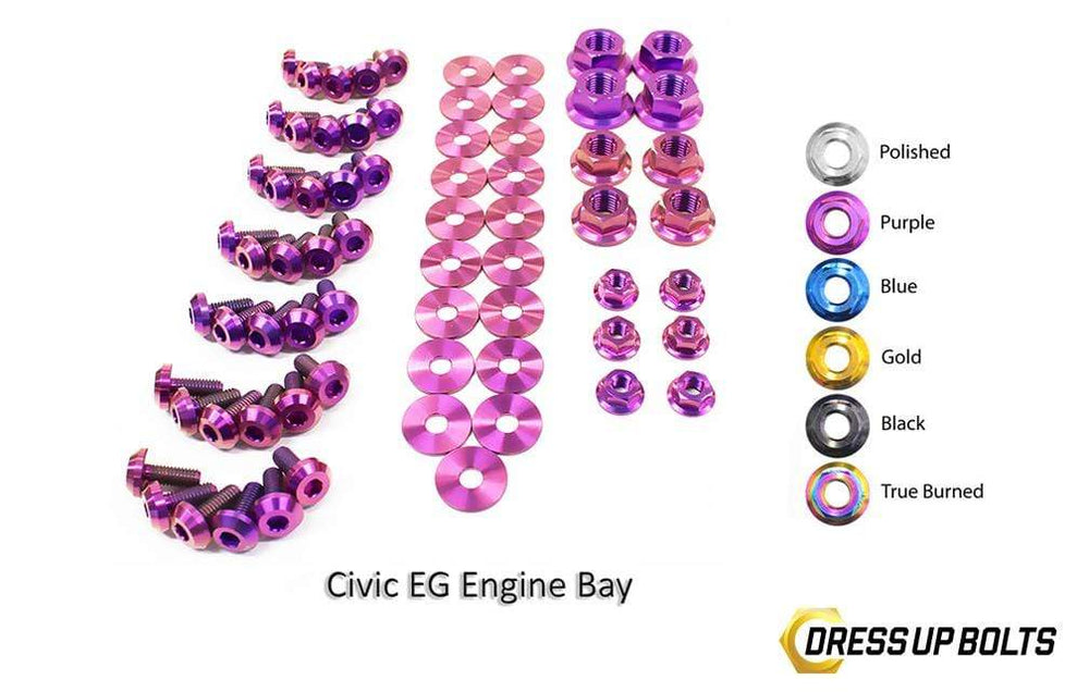 Honda Civic EG (1992-1995) Titanium Dress Up Bolts Full Engine Bay Kit - DressUpBolts.com