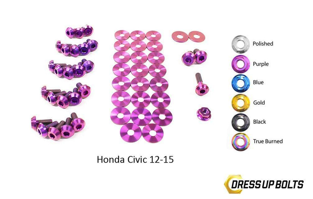 Honda Civic (2012-2015) Titanium Ti Dress Up Bolts Engine Bay Kit - DressUpBolts.com
