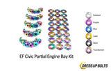Honda Civic EF (1988-1991) Titanium Dress Up Bolts Partial Engine Bay Kit - DressUpBolts.com