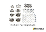 Honda Civic Type R (2017-2019) Titanium Dress Up Bolt Full Engine Bay Kit - DressUpBolts.com