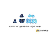 Honda Civic Type R (2017-2019) Titanium Dress Up Bolt Partial Engine Bay Kit - DressUpBolts.com