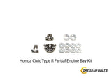 Honda Civic Type R (2017-2019) Titanium Dress Up Bolt Partial Engine Bay Kit - DressUpBolts.com