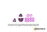 Honda Civic Type R (2017-2019) Titanium Dress Up Bolt Partial Engine Bay Kit - DressUpBolts.com