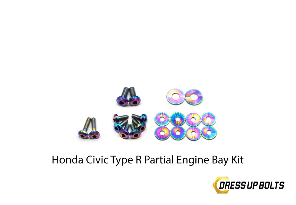 Honda Civic Type R (2017-2019) Titanium Dress Up Bolt Partial Engine Bay Kit - DressUpBolts.com