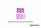 Honda Civic Type R (2017-2019) Titanium Dress Up Bolt Strut Tower Bar Kit - DressUpBolts.com