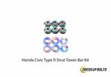 Honda Civic Type R (2017-2019) Titanium Dress Up Bolt Strut Tower Bar Kit - DressUpBolts.com