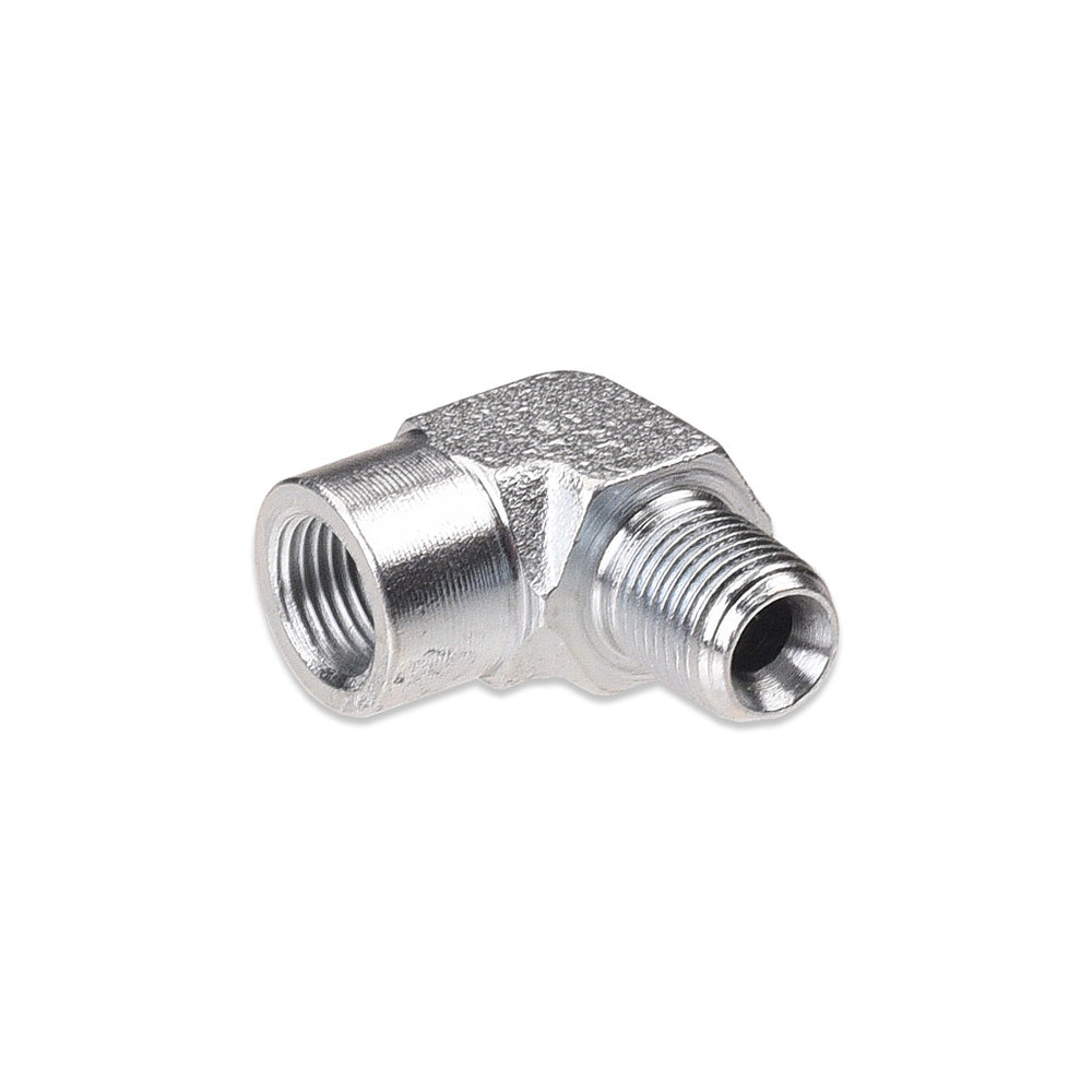 91 Degree 1/8 inch NPT Male to Female Zinc Plated Fitting. - IAG-AFD-2060