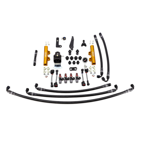 PTFE Fuel System Kit with Injectors, Lines, FPR, Fuel Rails (Gold/1050cc) - IAG-AFD-2600GD