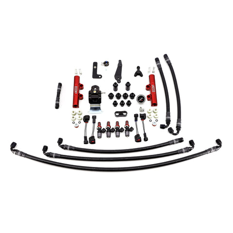 PTFE Fuel System Kit with Injectors, Lines, FPR, Fuel Rails (Red/1050cc) - IAG-AFD-2600RD