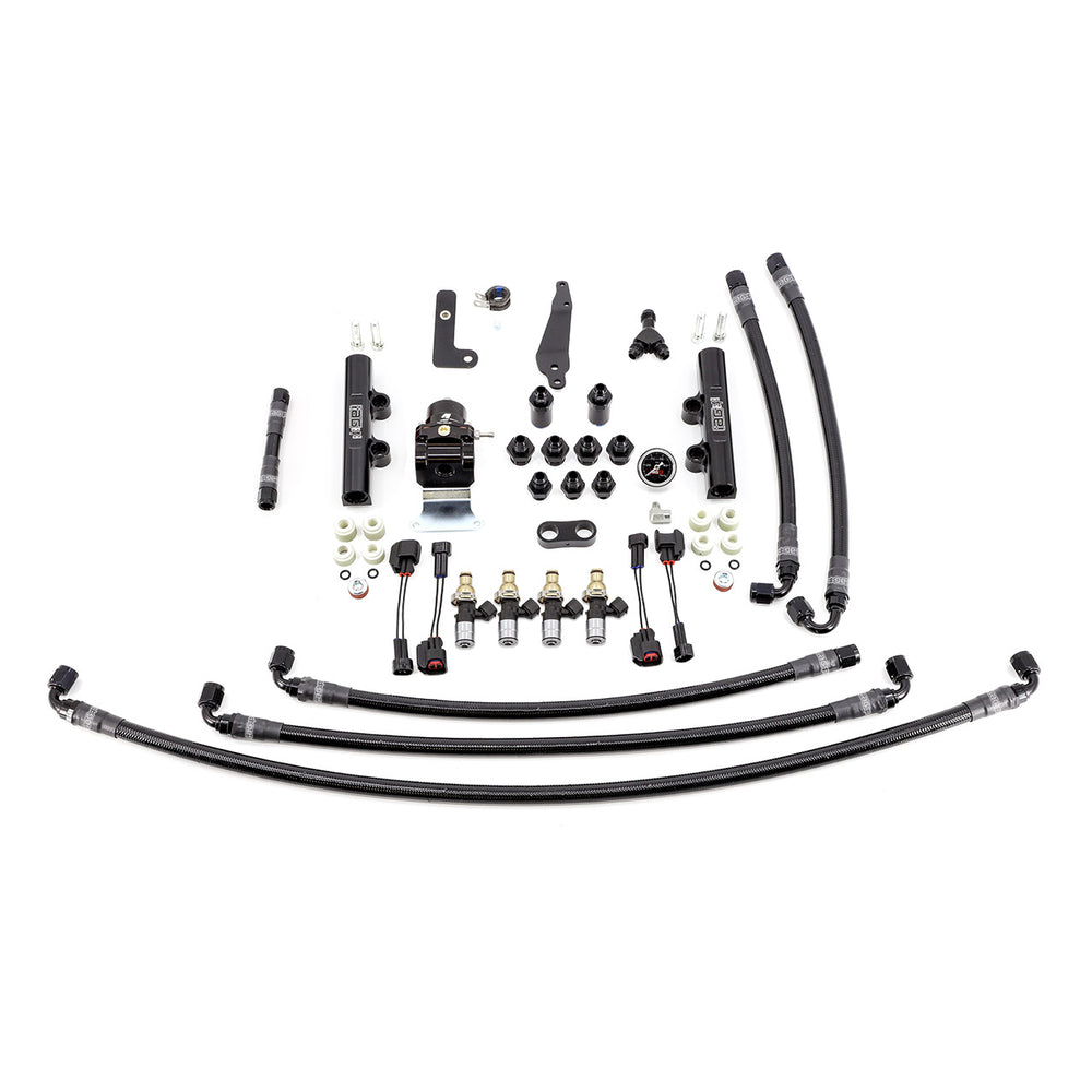 PTFE Fuel System Kit with Injectors, Lines, FPR, Fuel Rails (Black/2600cc) - IAG-AFD-2603.1BK