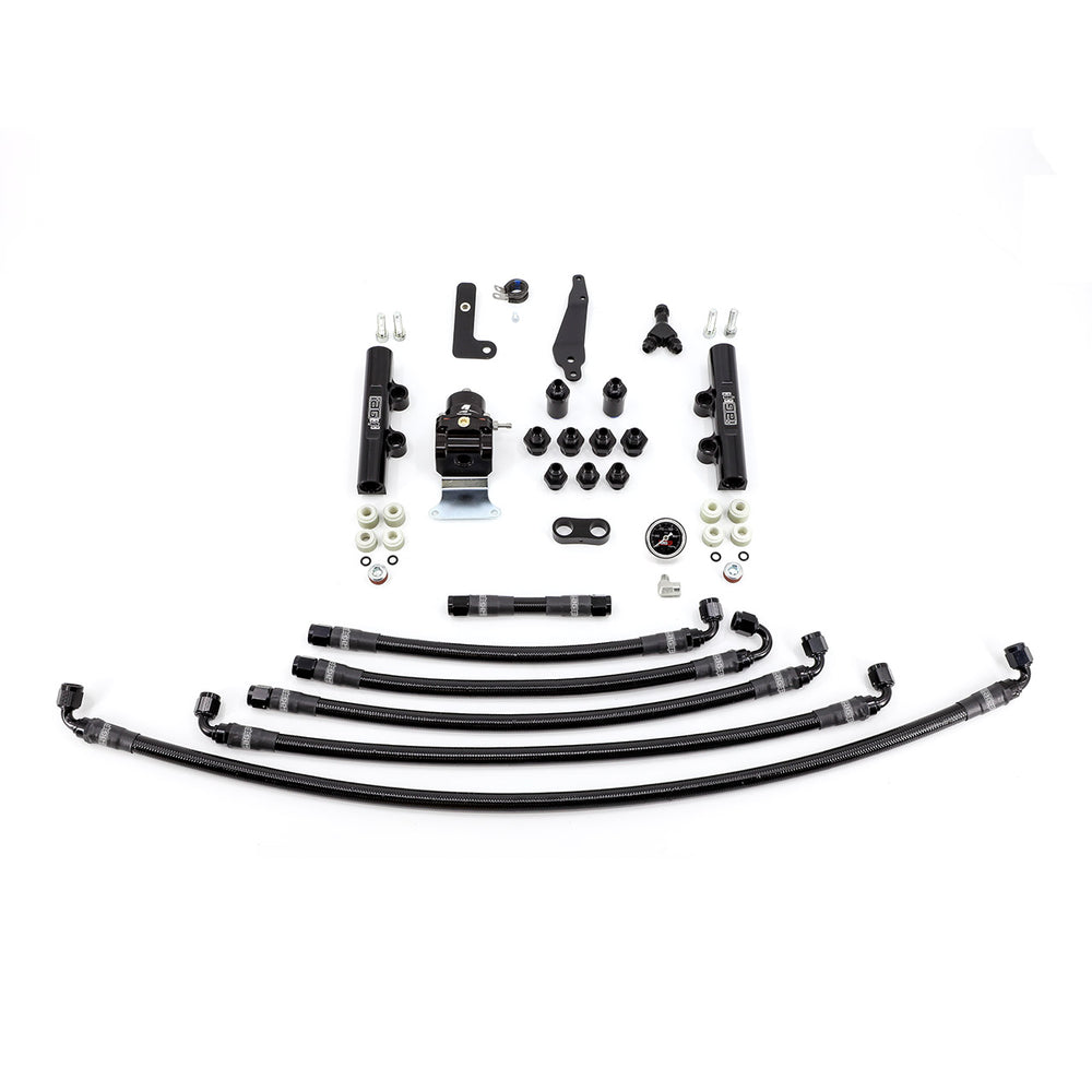 PTFE Fuel System Kit with Lines, FPR and Fuel Rails (Black) - IAG-AFD-2604BK