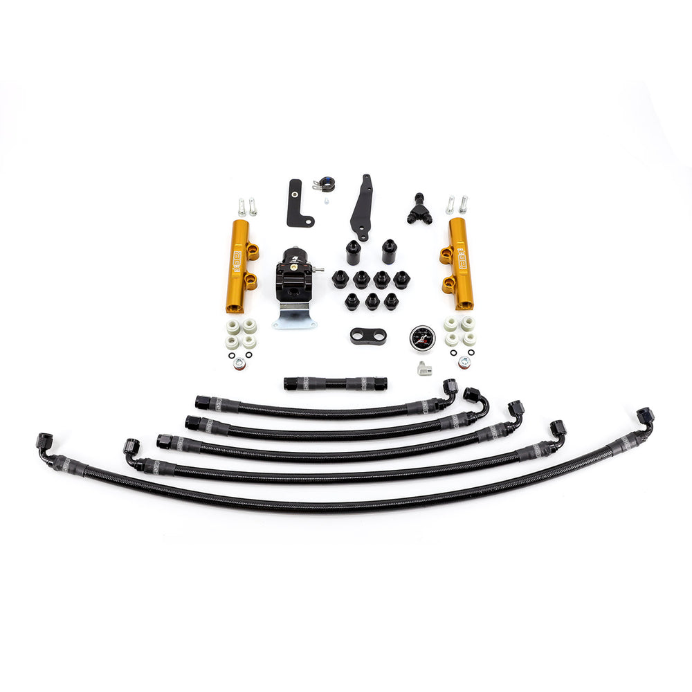 PTFE Fuel System Kit with Lines, FPR and Fuel Rails (Gold) - IAG-AFD-2604GD
