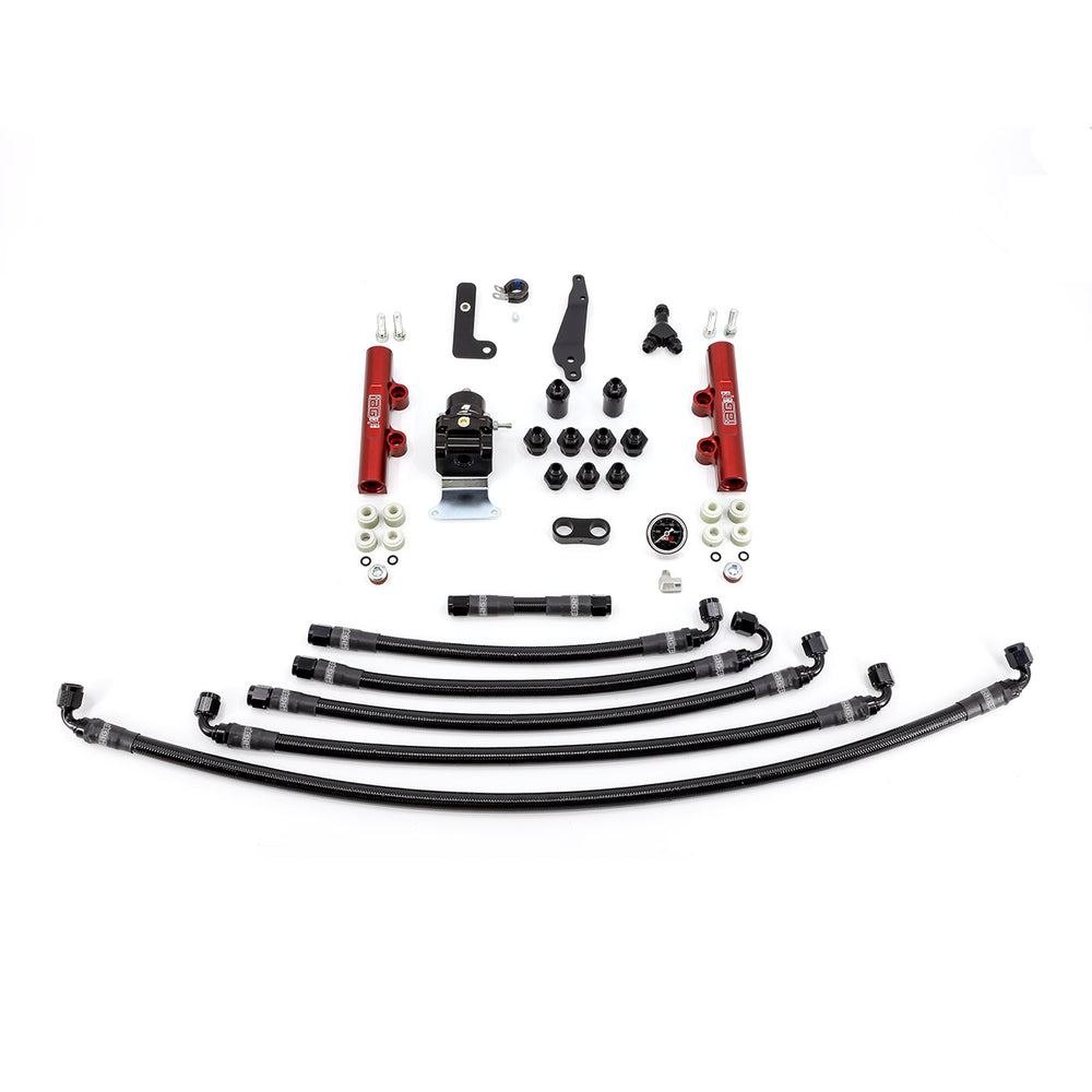 PTFE Fuel System Kit with Lines, FPR and Fuel Rails (Red) - IAG-AFD-2604RD