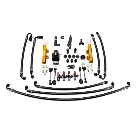 PTFE Flex Fuel System Kit with Injectors, Lines, FPR, Fuel Rails (Gold/1050cc) - IAG-AFD-2610GD