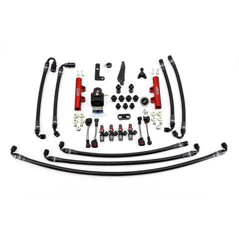 PTFE Flex Fuel System Kit with Injectors, Lines, FPR, Fuel Rails (Red/1300cc) - IAG-AFD-2611RD