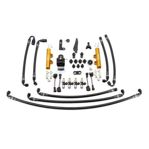 PTFE Flex Fuel System Kit with Injectors, Lines, FPR, Fuel Rails (Gold/2600cc) - IAG-AFD-2613.1GD