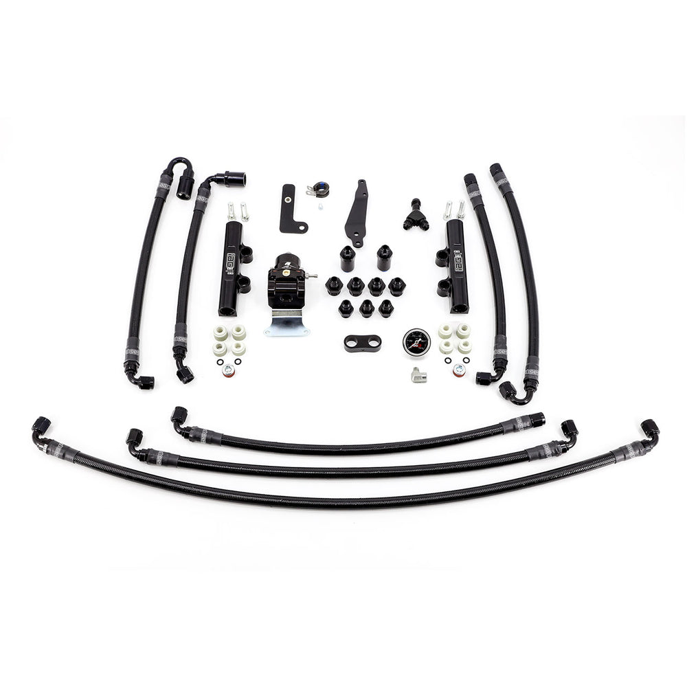PTFE Flex Fuel System Kit with Lines, FPR and Fuel Rails - IAG-AFD-2614BK