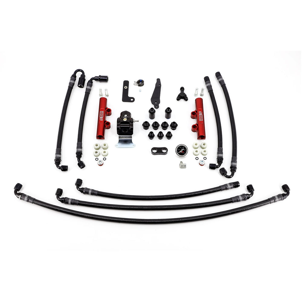 PTFE Flex Fuel System Kit with Lines, FPR and Fuel Rails - IAG-AFD-2614RD