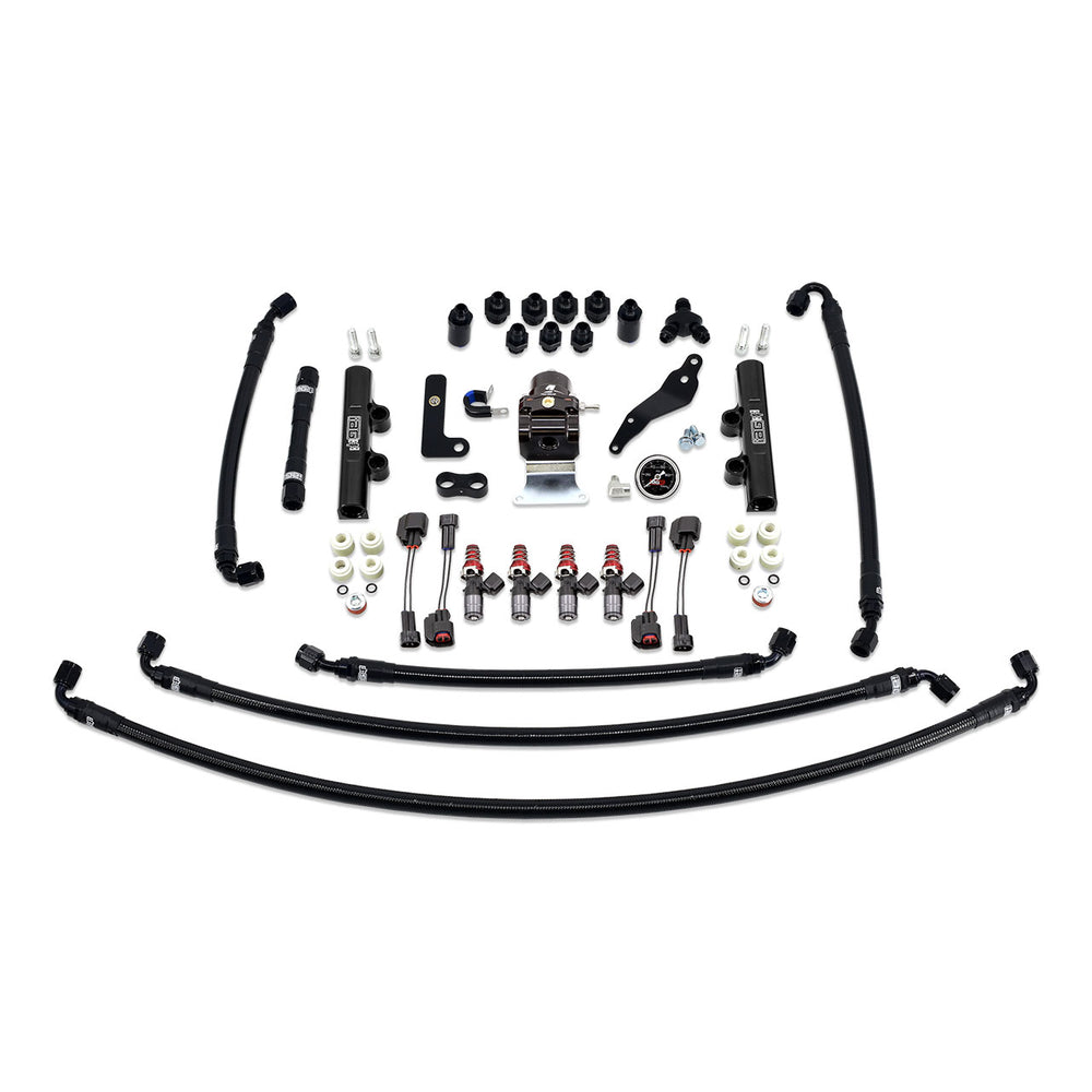 PTFE Fuel System Kit with Injectors, Lines, FPR, Fuel Rails (Black/1050cc) - IAG-AFD-2620BK