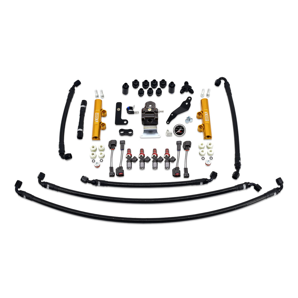 PTFE Fuel System Kit with Injectors, Lines, FPR, Fuel Rails (Gold/1050cc) - IAG-AFD-2620GD