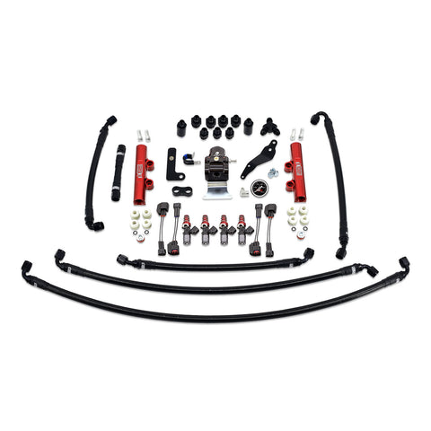 PTFE Fuel System Kit with Injectors, Lines, FPR, Fuel Rails (Red/1050cc) - IAG-AFD-2620RD