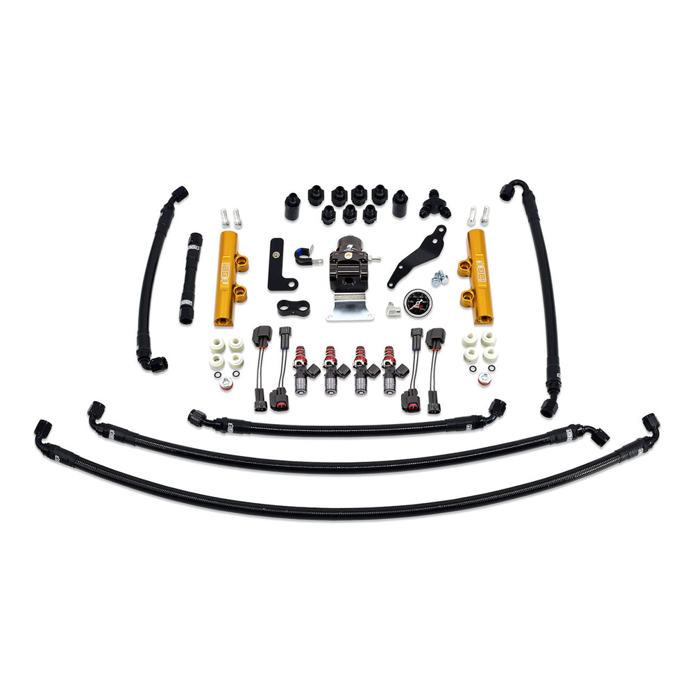 PTFE Fuel System Kit with Injectors, Lines, FPR, Fuel Rails (Gold/1300cc) - IAG-AFD-2621GD