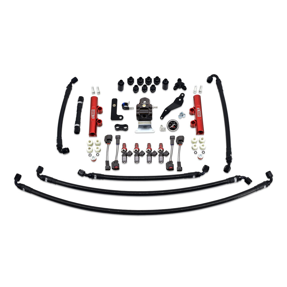 PTFE Fuel System Kit with Injectors, Lines, FPR, Fuel Rails (Red/1700cc) - IAG-AFD-2622RD