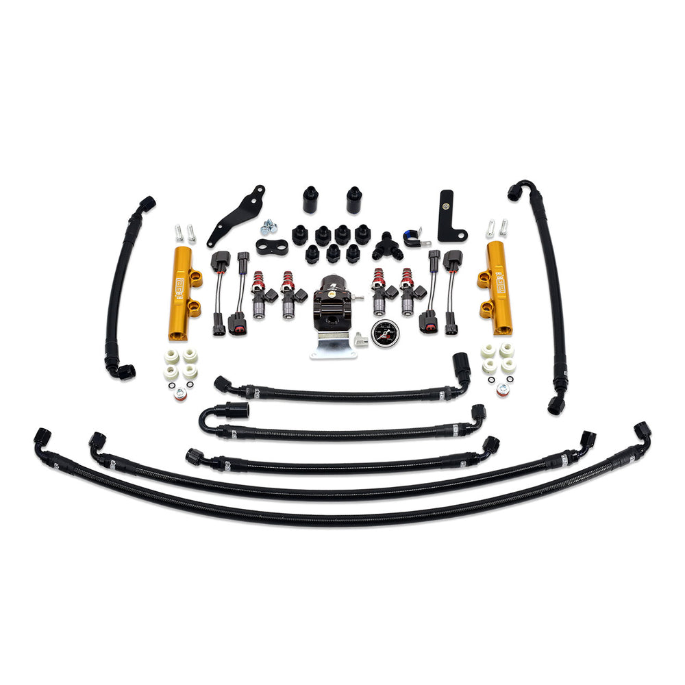 PTFE Flex Fuel System Kit with Injectors, Lines, FPR, Fuel Rails (Gold/1700cc) - IAG-AFD-2632GD