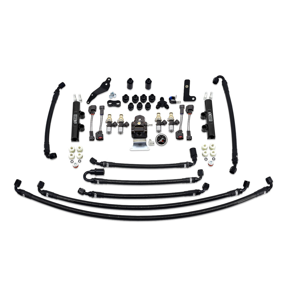 PTFE Flex Fuel System Kit with Injectors, Lines, FPR, Fuel Rails (Black/2600cc) - IAG-AFD-2633.1BK