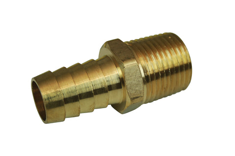 FITTING, 1/2 NPT, 5/8 BARB, STRAIGHT, BRASS