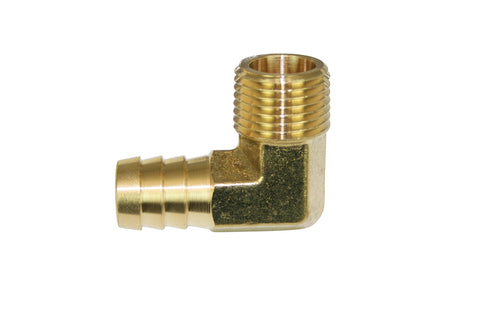 FITTING, 1/2 NPT, 5/8 BARB, 90 DEG, BRASS