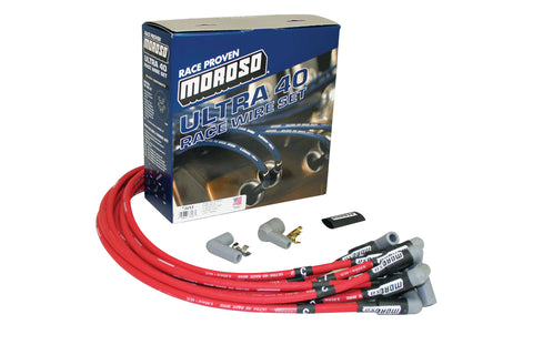 IGNITION WIRE SET, ULTRA 40, UNSLEEVED, FORD 351W, HEI, RED